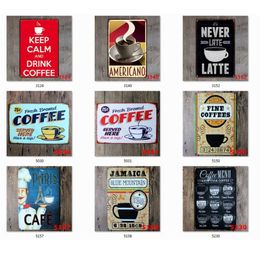 Coffee Tin Sign Vintage Metal Sign Plaque Metal Vintage Wall Decor for Kitchen Coffee Bar Cafe Retro Metal Posters Iron Painting JK2006XB