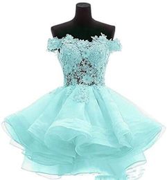 Cute Mint Green Cocktail Homecoming Dresses Short Pink Evening Gowns Off Shoulder Lace A Line Special Occasion Women Mini Prom Dresses Cute Mint Green Cocktail Homecoming Dresses Short Pink Evening Gowns Off Shoulder Lace A Line Special Occasion Women Mini Prom Dresses