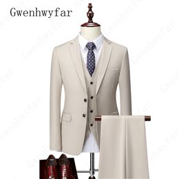 Gwenhwyfar мужские 3 шт. Костюмы для мужчин Стандартный размер S-5XL Terno Masculino Slim Fit Groom Formal Wedding Men Suit (куртка + брюки + жилет)