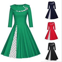 Mulheres 50s balanço Vintage Bolinhas Evening Retro Party Dresses Rockabilly Cocktail Prom Dress Plus Size FS2214