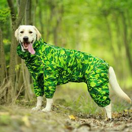 Pet Dog Raincoat Reflective Waterproof Clothes High Neck Hooded Jumpsuit for Small Big Dogs Rain Cloak Golden Retriever Labrador