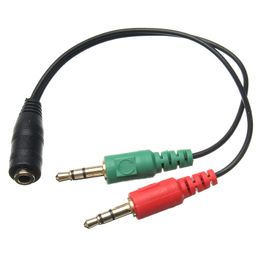 3.5mm To Dual 3.5mm Audio Headphone To PC Adapter Cable Audio Extension Cord Y Splitter phone Headset To PC Adaptor Audio Cable