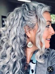 Fashion grey human hair pony tail hairpiece wrap around Dye free natural whitel salt and pepper grey hair ponytail free shipping