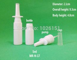 100pcs/lot 5ml Nasal Spray Bottles, Sterilized 5ml Plastic Nose Mist Spray Bottle with 18/410 Nasal Sprayer Pump/Cap