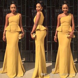 2019 New African Traditional One Shoulder Evening Dresses Pakistan Ruffles Mermaid Long Formal Prom Dresses Floor Length Custom 376