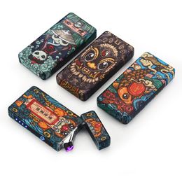 Colorful Very Beautiful USB ARC Lighter Multiple Patterns Cyclic Design For Cigarette Smoking Pipe Tool Charging Portable Innovative