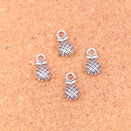 140pcs Charms double sided pineapple Antique Silver Plated Pendants Making DIY Handmade Tibetan Silver Jewellery 14*7mm