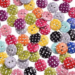 Sewing Accessories Buttons Wood Buttons Cabochons Scrapbooking 100Pcs Mixed 2 Holes Dot Round Wood Sewing Buttons 13mm