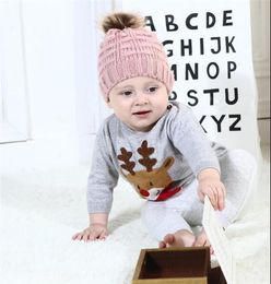 Fashion-5 Color Fashion Children Kids Mohair Knitted Beanie With Pompom Baby Girl Boy Winter Outdoor Soft Hats Crochet Warm Beanies