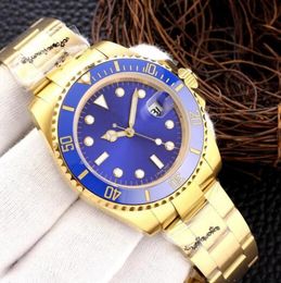 40mm Grün Gold Uhr Männer Automatische Mechanische Uhr Schwarz Steriles Zifferblatt Saphirglas Schwarz Blau Keramik Lünette Wasserdicht leuchtende Uhr