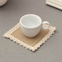 Rustic Cup Mats Mug Coasters Jute Lace Table Decoration Party Event Supplies Vintage for Christmas