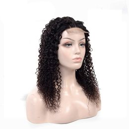 Front Brazilian Human Kinky Curly 4X4 Closure Lace Wig Remy Virgin Hair 180 Density Wigs For Black Women6325542 663 8 s