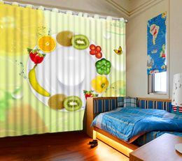 Modern 3D yellow fruit Curtains Custom Living Room Bedroom Curtains Blackout Chinese Curtain For Bedroom Hotel