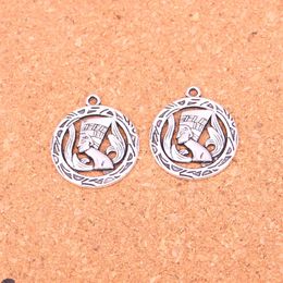 61pcs Charms egyptian queen nefertiti Antique Silver Plated Pendants Making DIY Handmade Tibetan Silver Jewellery 22mm