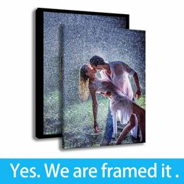 Dancing In The Rain Art Canvas HD Print Painting Couple Kiss Decor Picture Framed Art - Ready To Hang - Support Customization