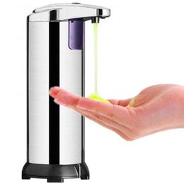 250ML Automatic Sensor Soap Dispenser Liquid Soap Dispensers Portable Stainless Steel infrared Sensor Soap Dispenser ZZA2277 50Pcs