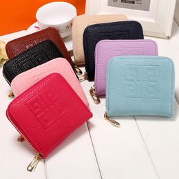 Pink sugao designer wallets men and women pu leather high small coin purse zip clutch bag buckle mobile phone coin purse wallet new fashion