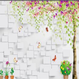 3d wallpapers Flower vine tree 3D three-dimensional simple pastoral wallpapers background wall painting