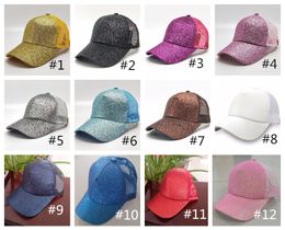 Snapbacks Women Hat Ponytail Baseball Hat Girl Softball Hats Back Hole Pony Tail Glitter Mesh Girls Sunshine Cap Hat Breathable