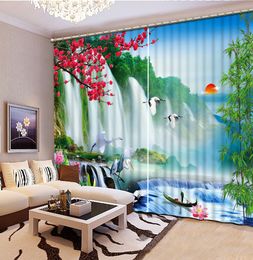 3d curtain custom Waterfall water landscape window curtain bedroom living room blackout courtain