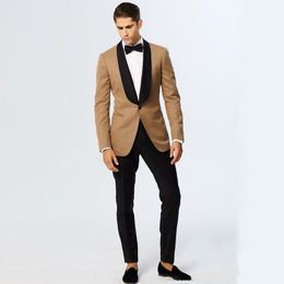 Cheap And Fine One Button Groomsmen Shawl Lapel Groom Tuxedos Men Suits Wedding/Prom Best Man Blazer ( Jacket+Pants+Tie) M32