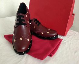 [Orignal Box] Luxury New Womens Punk Formal Lace Up Rivets Gentleman Brand Hip-hop Dress Shoes Size 35-40