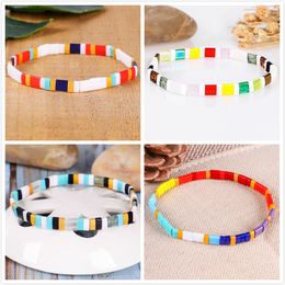 4 Style Colourful Miyuki Tila Tile Glass Seed Beads Vsco Girl Frienship Bracelets Boho Retractable Wristband Jewellery Gifts For Women Girls