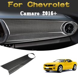 Car Dashboard Frame Cover Copilot Centre Console Stickers for Chevrolet Camaro 16+ Carbon Fibre Interior Accessories