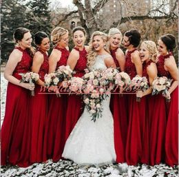 Chiffon Beads Long Bridesmaid Dresses Crew African Juniors Maid Of Honour Dress Wedding Guest Wear Evening Formal Plus Size Party Gowns Prom