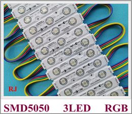 حقن مع عدسة RGB LED وحدة SMD 5050 وحدة إضاءة LED مقاومة للماء لحرف تسجيل RGB DC12V 0.72W 3 led IP66 75 مللي متر X 15 مللي متر X 5 مللي متر