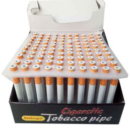 78mm&55mm Cigarette Shape Smoking Pipes Mini Hand Tobacco Pipes Snuff tube Aluminum Ceramic Bat Accessories 4 Styles