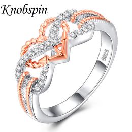 Wedding Engagement Ring CZ Love Two Colours Heart Infinity Rings for Women Cubic Zirconia Jewellery Fashion Accessories Gifts