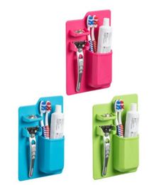 Soft Silicone Bathroom Organiser Toothbrush Holder Bathroom Suck on Mirror Toothpaste Shaver Organiser Storage Box