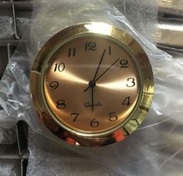 plastic 1 7/16 inch insert clock gold arabic dial with good japanese pc21s movement and battery