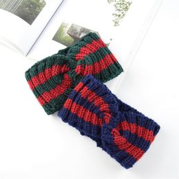Christmas Hair Band Color-block Knit Cross Wool Hair Band Ear Protectors Hand-knit Fashion Warm