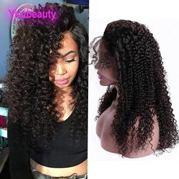 Indian Raw Virgin Hair 150% Density 13X4 Lace Front Wigs Kinky Curly Human Hair Lace Wig Free Middle Three Part Pre Plucked