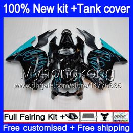 +Tank For KAWASAKI ZX250R EX250 08 09 2010 2011 2012 Cyan flames 201MY.115 EX 250 ZX 250R EX-250 ZX-250R EX250R 2008 2009 10 11 12 Fairing