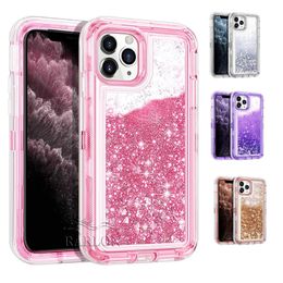 Liquid Bling Cases Waterfall Glitter Heavy Duty Shiny Bumper Clear Rubber Defender Cover for iPhone 15 Pro Max 14 13 12 Mini 11 XS Max 7 8 plus XR Samsung S23 Ultra S22 S21