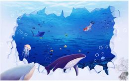 3d stereoscopic wallpaper hand-painted cartoon underwater world children's wallpapers background wall