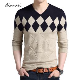 DIMUSI Autumn Winter Mens Pullover Sweater Men Turtleneck Casual V-Neck Sweater Men's Slim Fit Knitted Pullovers Clothing 3XL SH190930