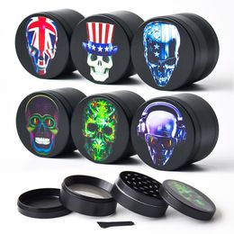 New 50MM 4 Layers Herb Grinder with 12 pictures Metal Grinder Dry Herb Vaporizer CNC Teeth Philtre