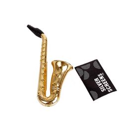 Novel Creative Smoking Card with Mesh Set Metal Pipe Gold-plated Saxophone Small Filter Smoke Nozzle