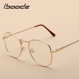 Wholesale-iboode Retro Finished Myopia Glasses Frames Women Vintage M Nearsighted Glasses Men Black Silver Gold Eyeglasses Lady