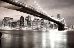 wallpapers for living room American city wallpapers bridge night view 3D black and white classic background wall