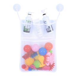 Baby Kids Bathroom Hanging Storage Bag Bathtub Toy Mesh Organiser Holder Mesh Net Basket With 2 Ultra Strong Suction Cup Hooks