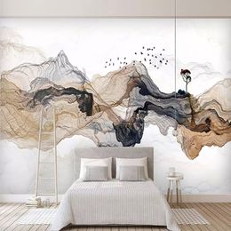 Photo Wallpaper New Chinese Style Abstract Ink Landscape Murals Living Room Bedroom Background Wall Painting 3 D Papel De Parede