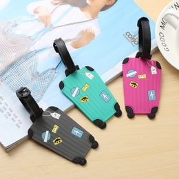 20pcs Bag Parts Rubber Funky Luggage Tag Suitcase Tag Label Address ID Tags Travel Random Color size 10cmx6cm