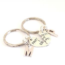 Ancient Silver Partners in Crime 26 letter love friendship pendant key chain Men Women Holiday Gift Keychain 173