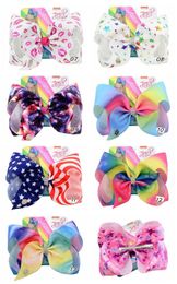 8 inch JOJO Bows American Flag Hairpins Hair Bows 4th of July Wholesale Hair Clips For Girls Fashion Baby Headwear