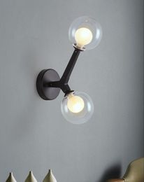 Nordic Black/Golden LED wall light Glass Ball living room Sconces hallway restaurant Creative wall lamp bedside bedroom fixtures MYY